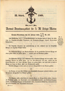 Kaiserlich-königliches Marine-Normal-Verordnungsblatt 18680120 Seite: 1