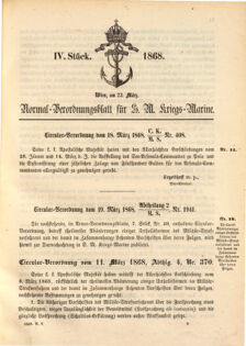 Kaiserlich-königliches Marine-Normal-Verordnungsblatt 18680312 Seite: 1