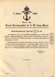 Kaiserlich-königliches Marine-Normal-Verordnungsblatt 18680323 Seite: 1