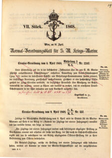 Kaiserlich-königliches Marine-Normal-Verordnungsblatt 18680407 Seite: 1