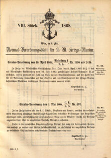 Kaiserlich-königliches Marine-Normal-Verordnungsblatt 18680409 Seite: 1