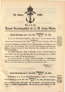 Kaiserlich-königliches Marine-Normal-Verordnungsblatt 18680527 Seite: 1