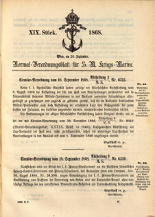 Kaiserlich-königliches Marine-Normal-Verordnungsblatt 18680922 Seite: 1