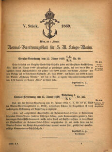 Kaiserlich-königliches Marine-Normal-Verordnungsblatt 18690201 Seite: 1