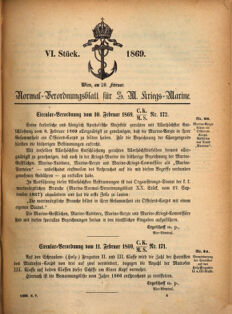 Kaiserlich-königliches Marine-Normal-Verordnungsblatt 18690220 Seite: 1