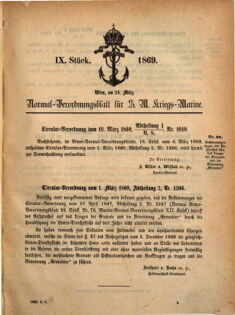 Kaiserlich-königliches Marine-Normal-Verordnungsblatt 18690326 Seite: 1