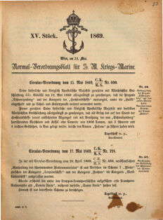 Kaiserlich-königliches Marine-Normal-Verordnungsblatt 18690524 Seite: 1