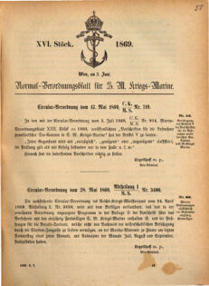 Kaiserlich-königliches Marine-Normal-Verordnungsblatt 18690603 Seite: 1