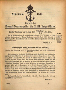 Kaiserlich-königliches Marine-Normal-Verordnungsblatt 18690628 Seite: 1