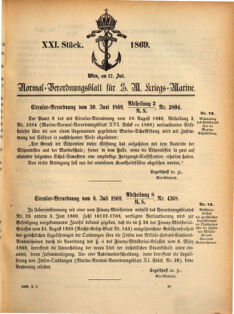 Kaiserlich-königliches Marine-Normal-Verordnungsblatt 18690712 Seite: 1