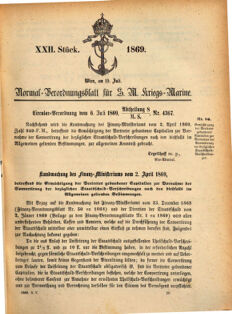 Kaiserlich-königliches Marine-Normal-Verordnungsblatt 18690719 Seite: 1