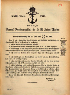 Kaiserlich-königliches Marine-Normal-Verordnungsblatt 18690728 Seite: 1