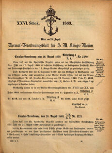 Kaiserlich-königliches Marine-Normal-Verordnungsblatt 18690828 Seite: 1