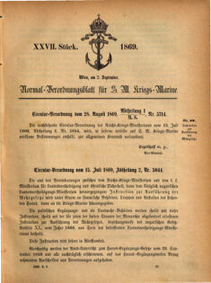 Kaiserlich-königliches Marine-Normal-Verordnungsblatt 18690902 Seite: 1