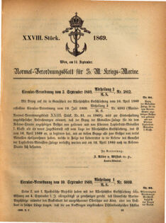 Kaiserlich-königliches Marine-Normal-Verordnungsblatt 18690914 Seite: 1