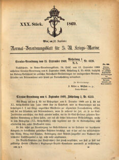 Kaiserlich-königliches Marine-Normal-Verordnungsblatt 18690922 Seite: 1