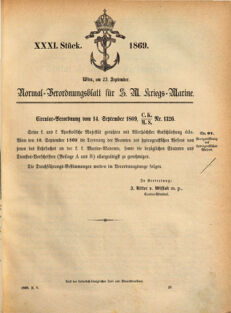 Kaiserlich-königliches Marine-Normal-Verordnungsblatt 18690923 Seite: 1