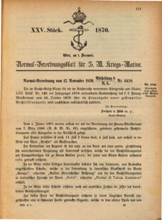 Kaiserlich-königliches Marine-Normal-Verordnungsblatt 18701215 Seite: 1