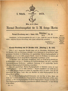 Kaiserlich-königliches Marine-Normal-Verordnungsblatt 18710110 Seite: 1