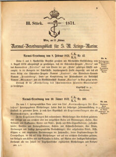 Kaiserlich-königliches Marine-Normal-Verordnungsblatt 18710213 Seite: 1