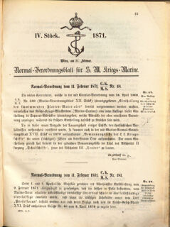 Kaiserlich-königliches Marine-Normal-Verordnungsblatt 18710221 Seite: 1