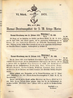 Kaiserlich-königliches Marine-Normal-Verordnungsblatt 18710323 Seite: 1