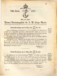 Kaiserlich-königliches Marine-Normal-Verordnungsblatt 18710405 Seite: 1