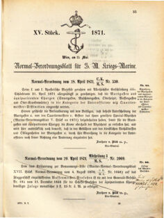 Kaiserlich-königliches Marine-Normal-Verordnungsblatt 18710515 Seite: 1