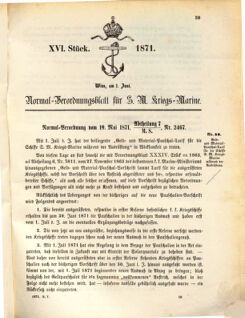 Kaiserlich-königliches Marine-Normal-Verordnungsblatt 18710601 Seite: 1