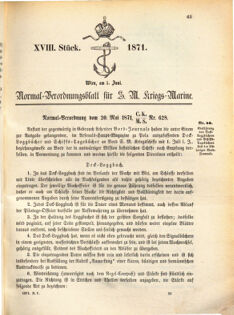 Kaiserlich-königliches Marine-Normal-Verordnungsblatt 18710605 Seite: 1