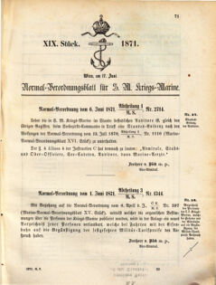 Kaiserlich-königliches Marine-Normal-Verordnungsblatt 18710617 Seite: 1