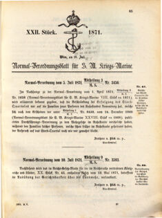 Kaiserlich-königliches Marine-Normal-Verordnungsblatt 18710718 Seite: 1