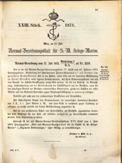 Kaiserlich-königliches Marine-Normal-Verordnungsblatt 18710722 Seite: 1