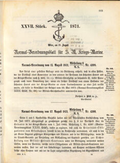 Kaiserlich-königliches Marine-Normal-Verordnungsblatt 18710819 Seite: 1