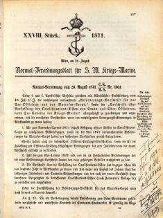 Kaiserlich-königliches Marine-Normal-Verordnungsblatt 18710828 Seite: 1