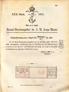 Kaiserlich-königliches Marine-Normal-Verordnungsblatt 18710831 Seite: 1