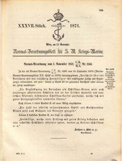 Kaiserlich-königliches Marine-Normal-Verordnungsblatt 18711113 Seite: 1