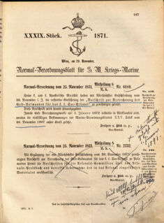 Kaiserlich-königliches Marine-Normal-Verordnungsblatt 18711129 Seite: 1