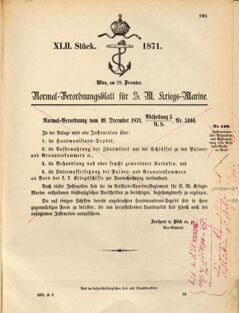 Kaiserlich-königliches Marine-Normal-Verordnungsblatt 18711228 Seite: 1