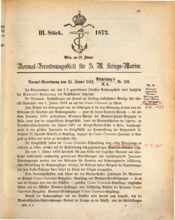 Kaiserlich-königliches Marine-Normal-Verordnungsblatt 18720129 Seite: 1