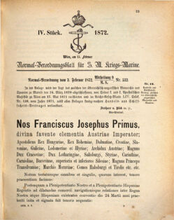 Kaiserlich-königliches Marine-Normal-Verordnungsblatt 18720215 Seite: 1