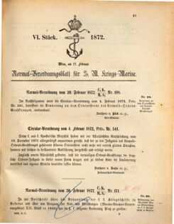 Kaiserlich-königliches Marine-Normal-Verordnungsblatt 18720227 Seite: 1