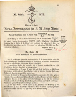 Kaiserlich-königliches Marine-Normal-Verordnungsblatt 18720427 Seite: 1