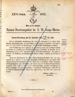 Kaiserlich-königliches Marine-Normal-Verordnungsblatt 18720930 Seite: 1