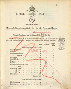 Kaiserlich-königliches Marine-Normal-Verordnungsblatt 18730130 Seite: 1