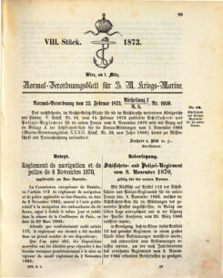 Kaiserlich-königliches Marine-Normal-Verordnungsblatt 18730301 Seite: 1