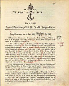 Kaiserlich-königliches Marine-Normal-Verordnungsblatt 18730529 Seite: 1