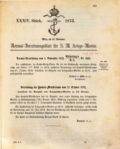 Kaiserlich-königliches Marine-Normal-Verordnungsblatt 18731124 Seite: 1