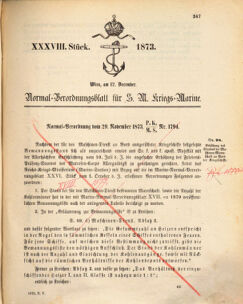 Kaiserlich-königliches Marine-Normal-Verordnungsblatt 18731212 Seite: 1