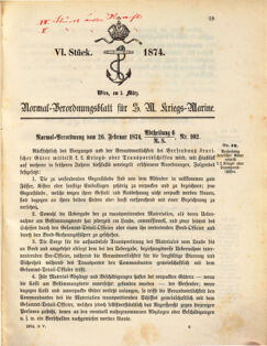 Kaiserlich-königliches Marine-Normal-Verordnungsblatt 18740305 Seite: 1